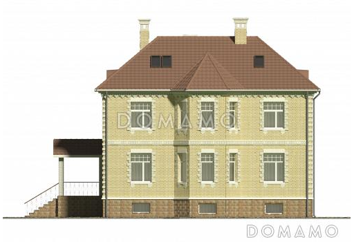 Проект коттеджа в классическом стиле с подвалом / Фасад 2