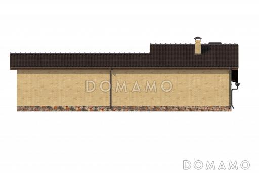 Проект бани по технологии ЛСТК с террасой, бассейном, сауной, парилкой и просторной комнатой отдыха / Фасад 1