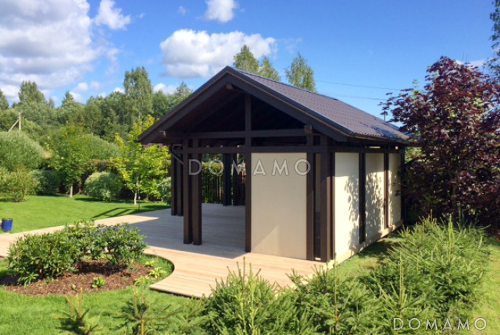 Проект г образной беседки с открытой террасой