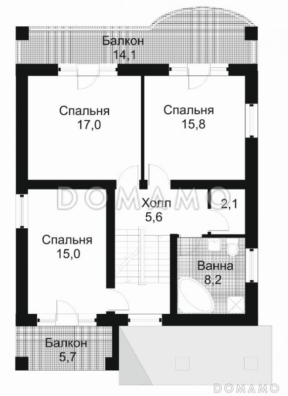 Проект дома из кирпича с мансардой и гаражом / План мансардного этажа