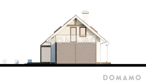 Проект одноэтажного мансардного дома из кирпича с открытой террасой над гаражом / Фасад 2
