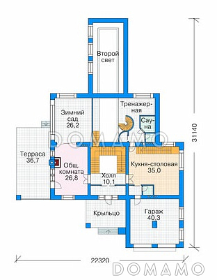 Проект в современном стиле / План 1 этажа