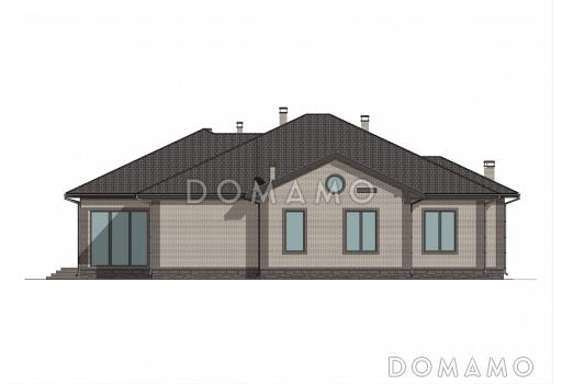 Проект кирпичного дома с навесом, гаражом и тренажерным залом / Фасад 3