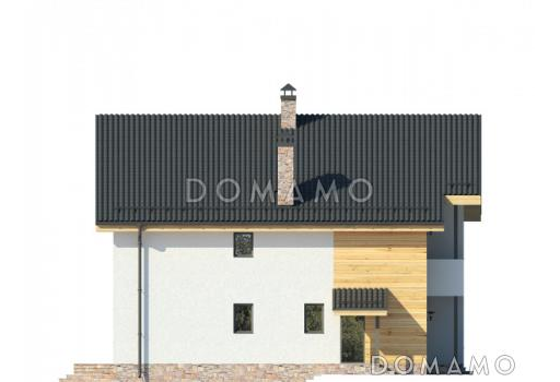 Проект дома из СИП панелей со спальней на первом этаже, ванной с окном, вторым светом в гостиной, двумя балконами / Фасад 4