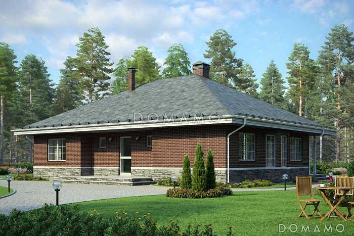 Проект просторного современного одноэтажного дома из кирпича