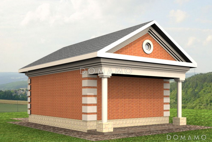 Проект гаража без подвала с навесом для дров