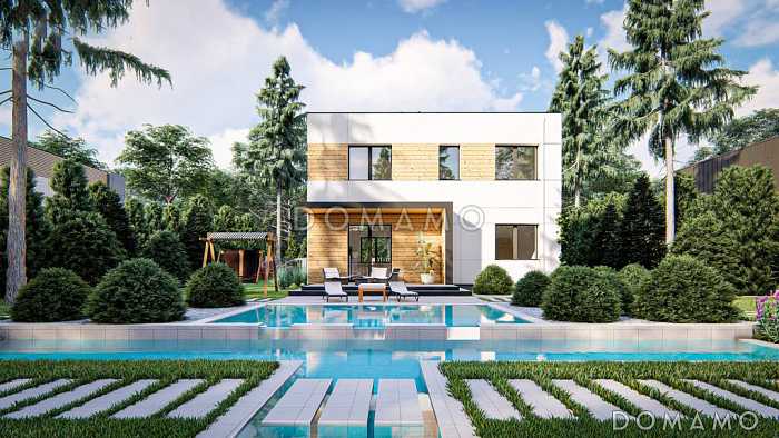 Проект двухэтажного дома с функциональной планировкой, террасой, комнатой на первом этаже, санузлом под лестницей