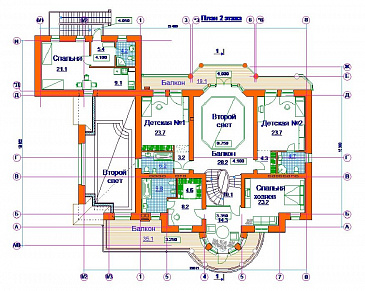 Проект коттеджа с двусветной гостиной и бассейном / План 2 этажа