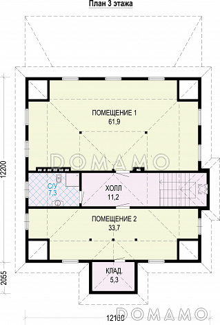 Проект трехэтажного загородного дома из кирпича / План 3 этажа