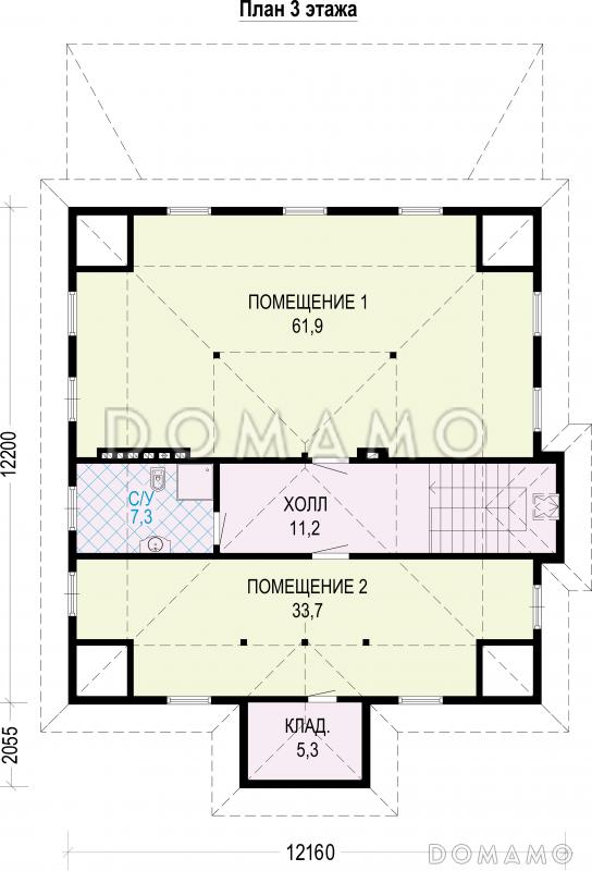 Проект трехэтажного загородного дома из кирпича / План 3 этажа