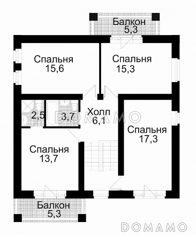 Проект дома из кирпича с сауной / План 2 этажа