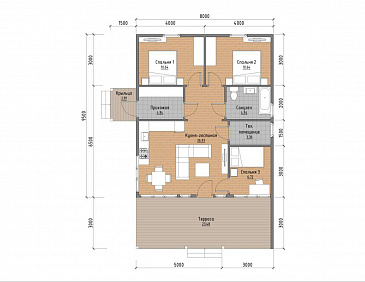 Современный каркасный дом в стиле Барнхаус  / План 1 этажа