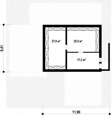 Проект одноэтажного дома из газобетона с гаражом на 2 автомобиля и подвалом / План цокольного этажа