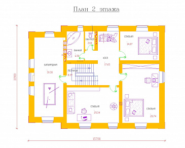 Проект одноэтажного дома с мансардным этажом и подвалом / План 2 этажа