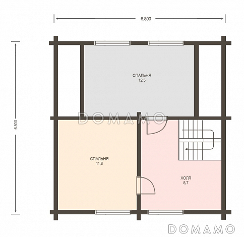 Проект дачного дома с мансардой до 100 м. кв. из клееного бруса / План мансардного этажа