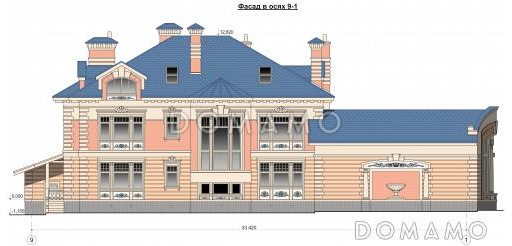 Проект кирпичного дома с бассейном / Фасад 2