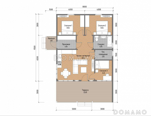 Барнхаус Б-11 / План 1 этажа