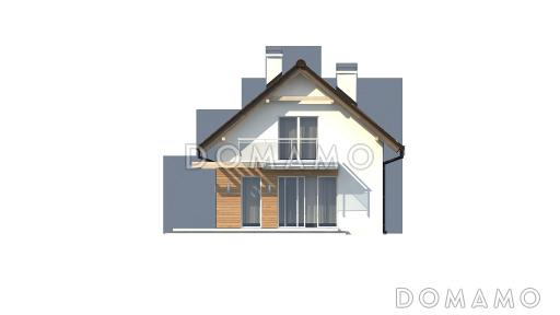 Проект компактного одноэтажного мансардного дома из газобетона с двумя спальнями для строительства на небольшом участке / Фасад 2