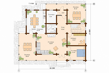 Проект дома с террасой / План 1 этажа