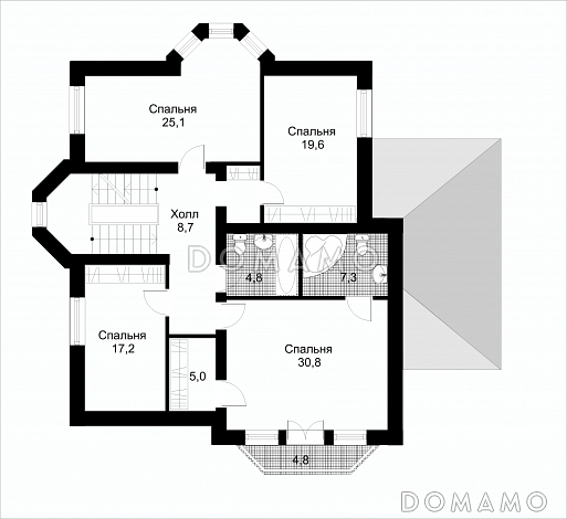 Проект коттеджа с подземным гаражом / План 2 этажа