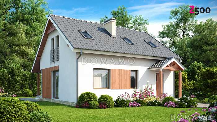 Проект уютного мансардного дома из кирпича с тремя спальнями и кабинетом