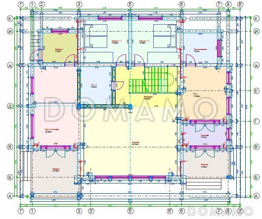 Проект дома из клееного бруса с эркером / План 1 этажа