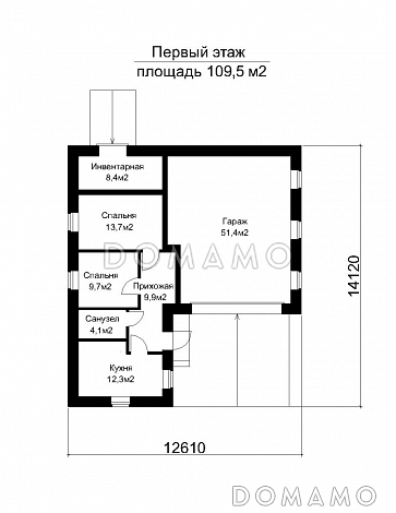 Проект гаража с квартирой для персонала / План 1 этажа