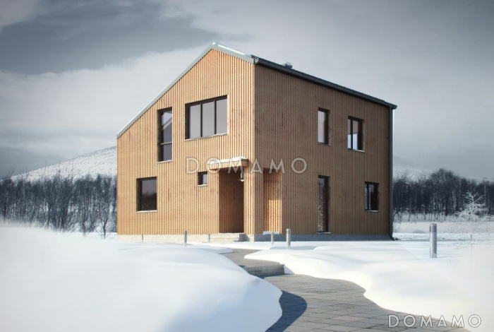 Проект дома из пеноблоков с необычной отделкой