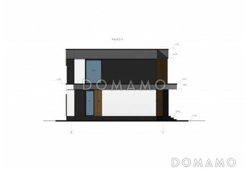 Проект дома с панорамным остеклением на обоих этажах, с 4 спальнями и крытой террасой / Фасад 3