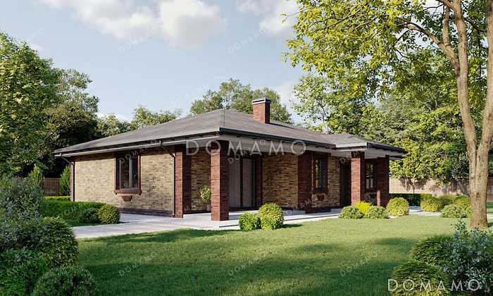 Проект одноэтажного дома с террасой и крыльцом