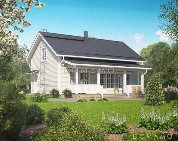 Проект компактного каркасного дома c одной спальней на первом этаже