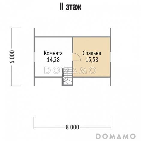 Проект дома из клееного бруса с двумя спальнями / План мансардного этажа