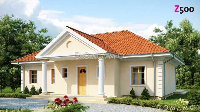 Проект одноэтажного дома из газобетона со свободной планировкой на мансардном этаже