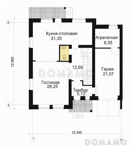 Проект таунхауса / План 1 этажа