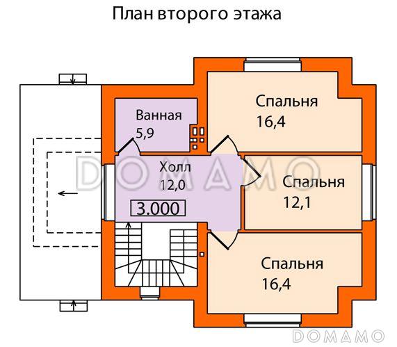 Проект кирпичного дома с простой и удобной планировкой / План мансардного этажа