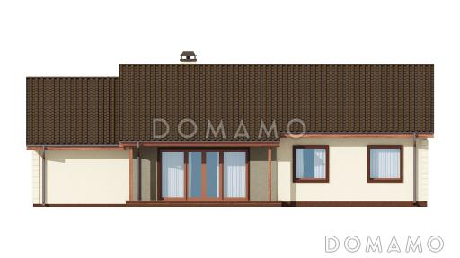 Проект классического одноэтажного дома из кирпича с отделённой спальной зоной и гаражом / Фасад 3