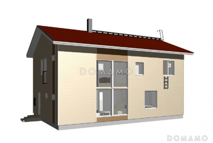 Проект каркасного дома со вторым светом над гостиной