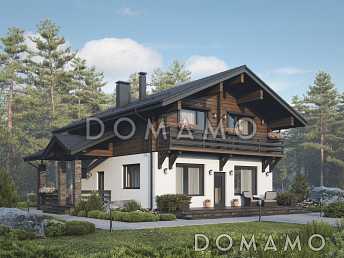 Проект двухэтажного дома в стиле шале из газобетона и бруса