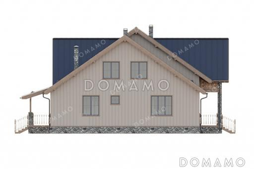 Проект дома с 3 спальнями, зимним садом и кладовой на кухне / Фасад 4