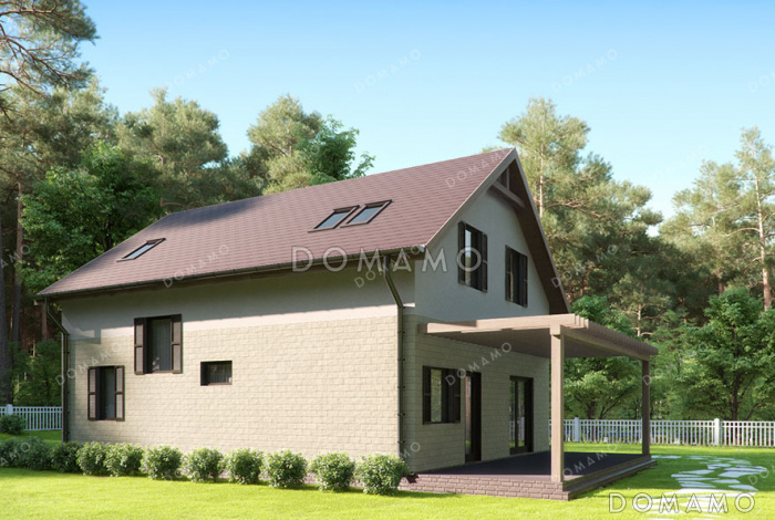 Проект дома с 3 спальнями, гостевой и просторной кухней-гостиной