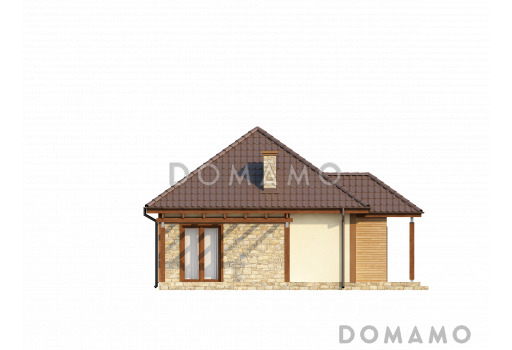 Проект маленького одноэтажного дома из газобетона с террасой / Фасад 2