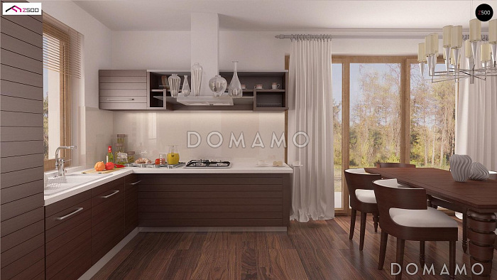 Проект одноэтажного мансардного дома из газобетона с дополнительной спальней на первом этаже и гаражом