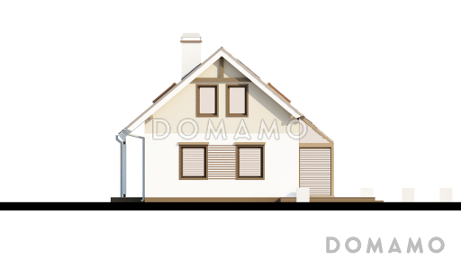 Проект одноэтажного мансардного дома из кирпича с открытой террасой над гаражом / Фасад 1