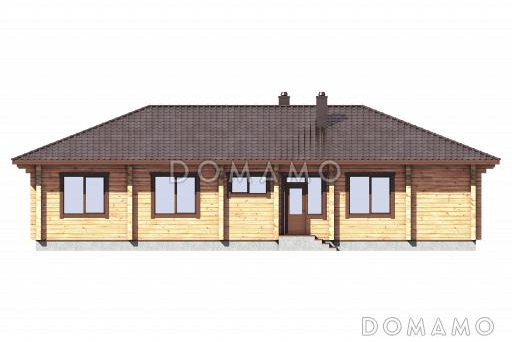 Проект одноэтажного дома из бруса с 3 спальнями и сауной / Фасад 3