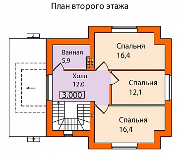 Проект дома по технологии ЛСТК с простой и удобной планировкой / План мансардного этажа