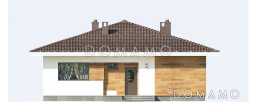 Проект одноэтажного дома из пенобетона с тремя спальнями и крытой террасой / Фасад 3