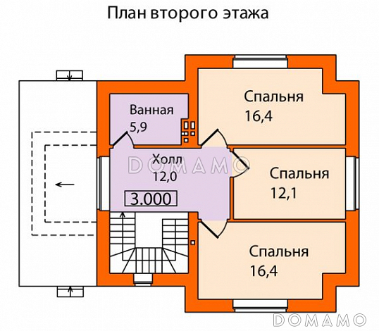 Проект дома по технологии ЛСТК с простой и удобной планировкой / План мансардного этажа