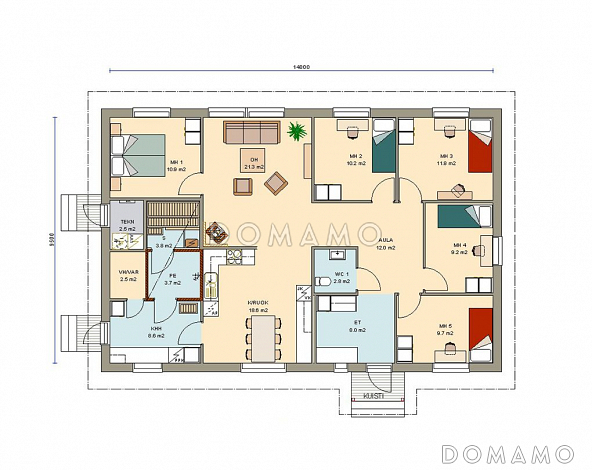 Проект современного дома с просторной кухней / План 1 этажа