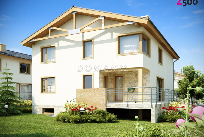 Проект большого двухэтажного дома из газобетона с цокольным этажом и подземным гаражом