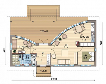 Проект современной каркасной сауны / План 1 этажа